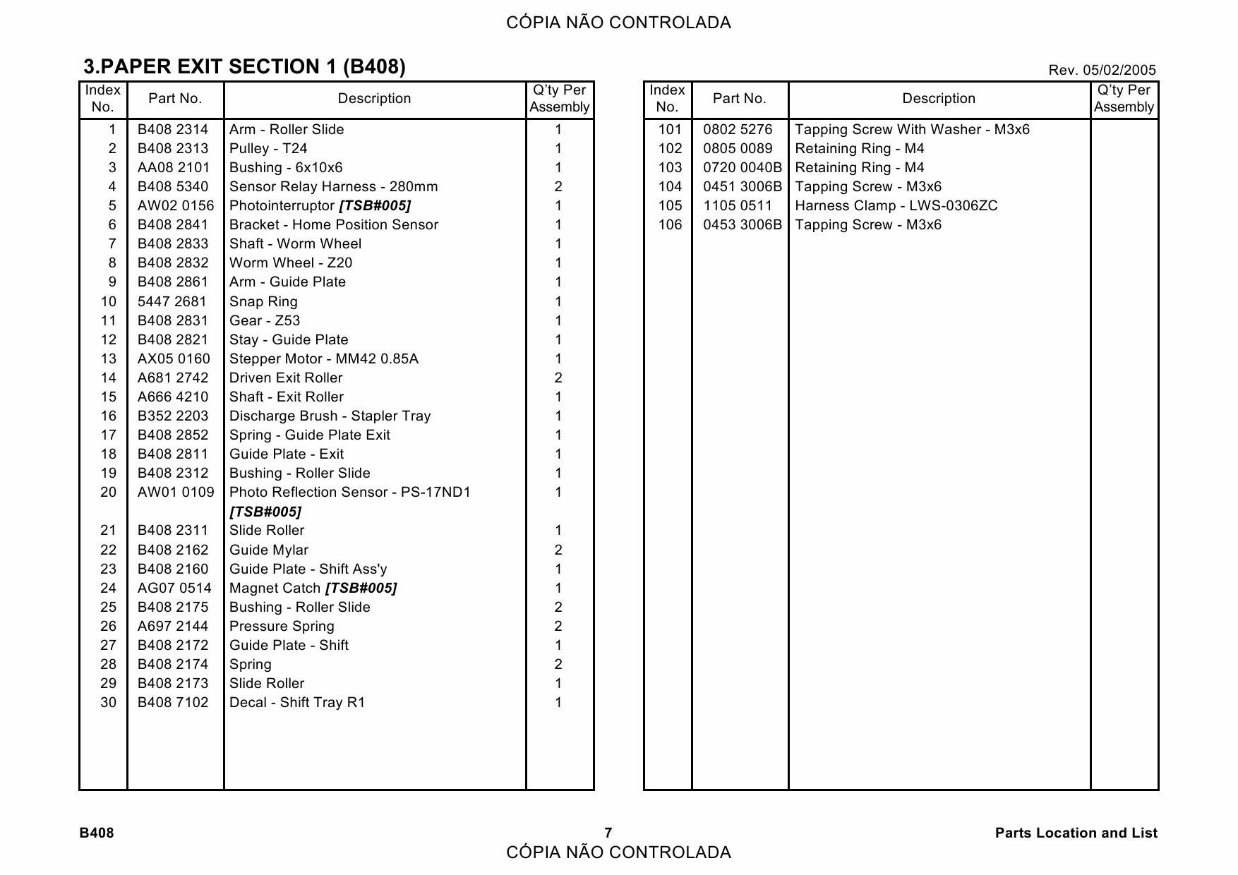 RICOH Options B408 1000-SHEET-FINISHER Parts Catalog PDF download-4